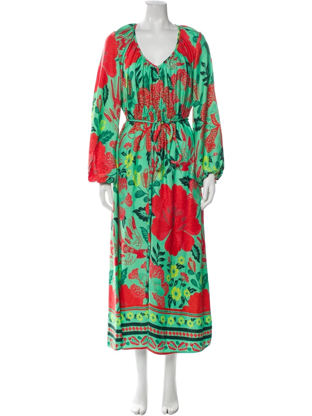 Anthropologie Farm Rio Floral Poppy Printed Wedding Guest Feminine Maxi Dress. - Picture 2 of 12